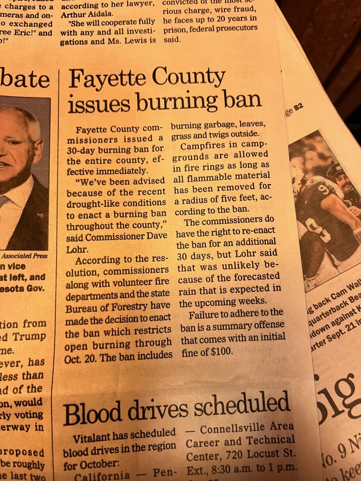 FAYETTE COUNTY BURNING BAN EFFECTIVE NOW THROUGH OCTOBER 20, 2024